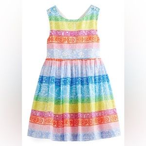 Mini Boden girls’ floral stripe crossback cotton dress, size 7/8
